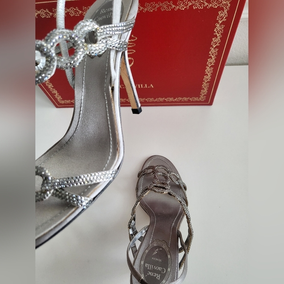 Rene Caovilla Silver Embellished Heels - Size 37.5 - Picture 6 of 14